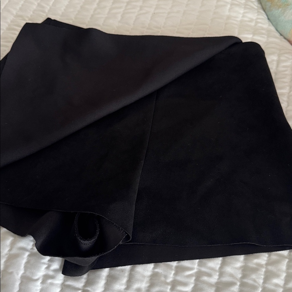 Black Suede Mini Skirt with shorts - Picture 3 of 6